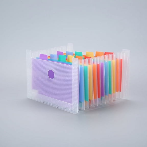 Nvzi-c Expanding File Organizer A5 Organ Clip Multilayer Folder Ticket Sheet Storage Bag Telescopic Stand for Home, Office and TravelWhite and Rainbow