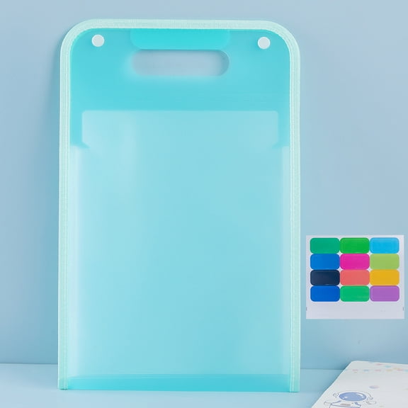 Nvzi-c Extended Waterproof Folder, Vertical A4 File Organizer with Handle, Portable Vertical A4 Hand-held Organ Bag, Plastic Transparent Folder Pockets Envelope (Green A)