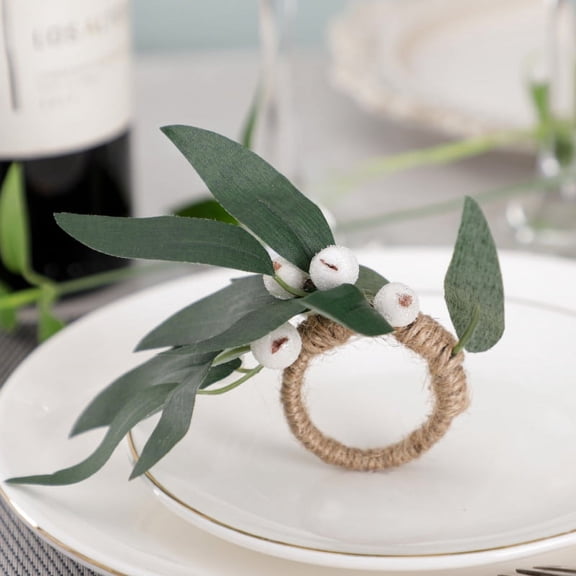 Nvzi-c Forest Napkin Buckle Outdoor Hotel Candlelight Dinner Mouth Cloth Loop Linen Rope Leaf Napkin Loop -6 pieces (Style A)
