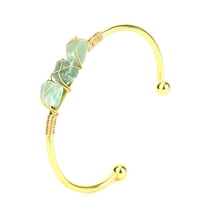 Nvzi-c Handmade Beaded Bracelet, Suitable for Men and Women, Natural Raw Stone Crystal Wrapped Wire Metal Bracelet (Green)