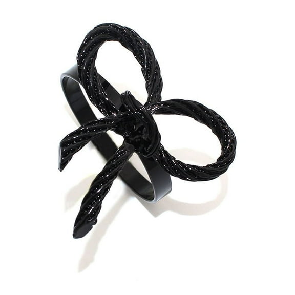 Nvzi-c Hotel Simple Bow Napkin Buckle Metal Napkin Rim Cloth Ring Restaurant Hotel Desktop Decoration -12 pieces (black)