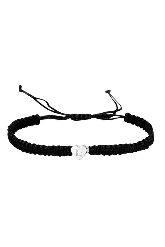 -c Initial Heartstring Bracelet for Teenagers Girls Boys Handmade Rope Braided Bracelet Minimalist Jewelry Matching Couple Bracelet-E