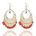 thumbnail image 1 of Nvzi-c Men's and Women's Suitable Earrings, Hollow Droplet Rice Bead Tassel Earrings (Red), 1 of 1