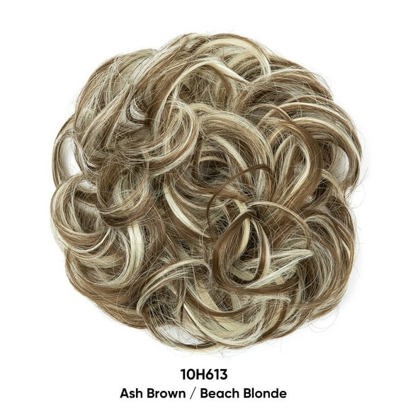 Nvzi-c Messy Bun Hair Piece Wavy Curly for Women Hair Bun Hair Piece with Elastic Band Scrunchies Stretchy Fluffy Chignon Ponytail Hairpieces Updos for Women,Beach Blonde