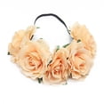 thumbnail image 1 of Nvzi-c Rose Flower Crown Wedding Festival Headband Hair Garland Wedding Headpiece (Champagne A), 1 of 2