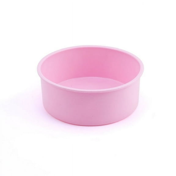 Nvzi-c Silicone Round Cake Pans, 6 Inch Non-Stick Cake Mold Baking Tins for Cake Pancakes,Pink