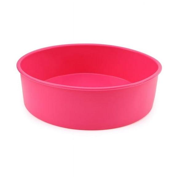 Nvzi-c Silicone Round Cake Pans, 8 Inch Non-Stick Cake Mold Baking Tins for Cake Pancakes,Dark Pink