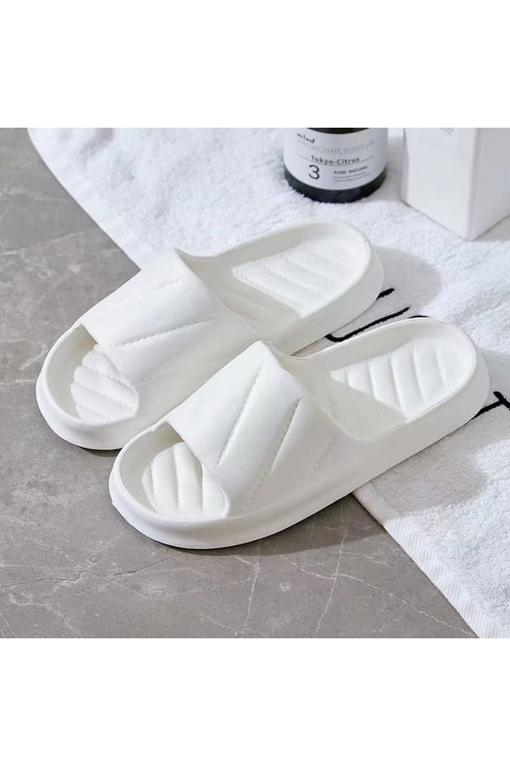 -c Slippers for Women and Men Non Slip Quick Drying Shower Slides Bathroom Sandals Ultra Cushion Thick SoleSize40-41White