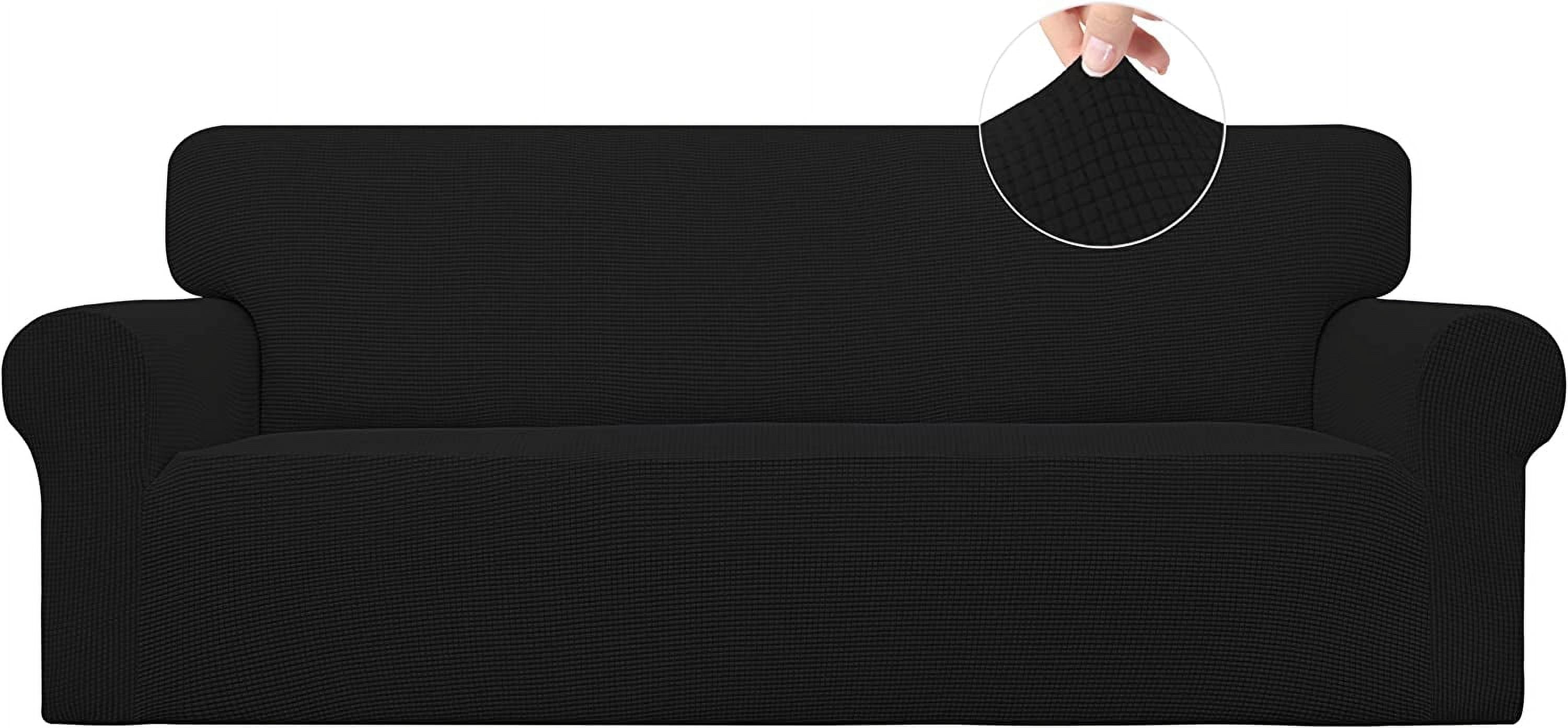 Nvzi-c Stretch Sofa Slipcovers Couch Covers for 3 Cushion Couch Sofa Pet Friendly Non Slip Sofa Cover Washable Furniture Protector with Elastic Bottom (Large, Black)