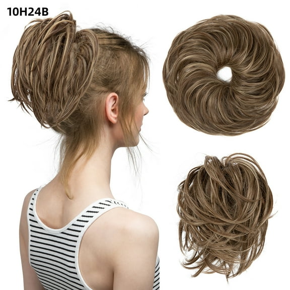 Nvzi-c Tousled Updo Messy Hair Bun,Clip in Hair Chignon with Side Comb Natural Adjustable Versatile Synthetic Hair Scrunchies for Women GirlsAsh Medium Brown