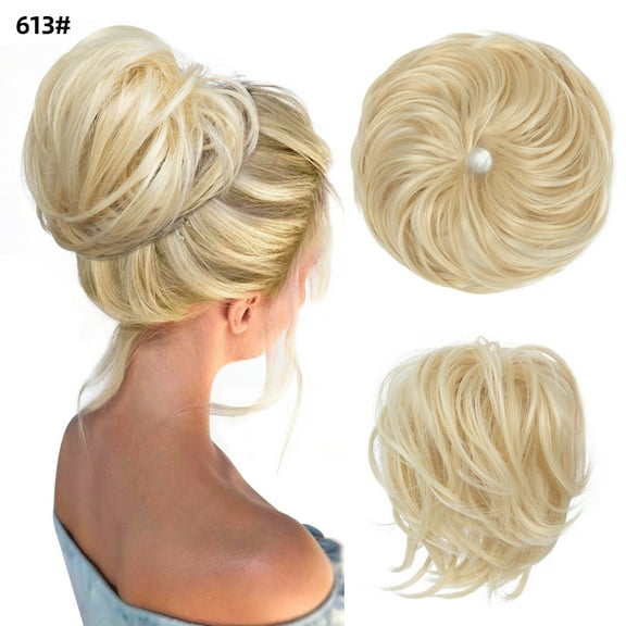 Nvzi-c Tousled Updo Messy Hair Bun,Clip in Hair Chignon with Side Comb Natural Adjustable Versatile Synthetic Hair Scrunchies for Women GirlsBeach Blonde