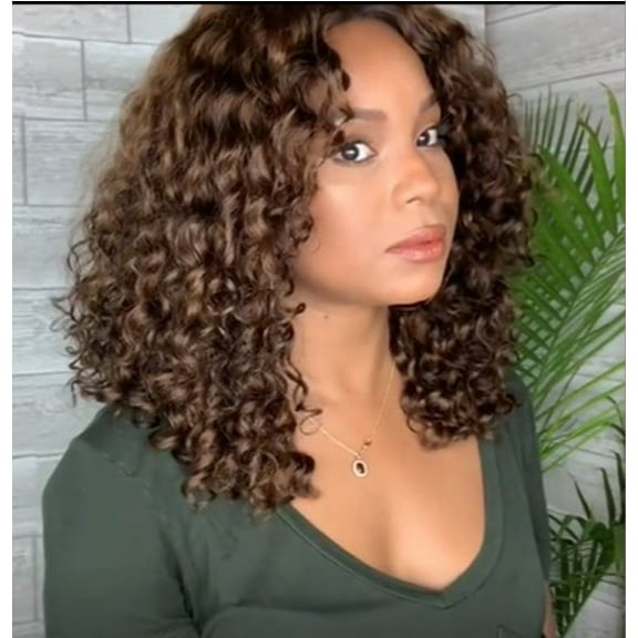 Nvzi-c Wig Curly Hair Wave Medium Temperament Wig Headgear(11.8inA90)