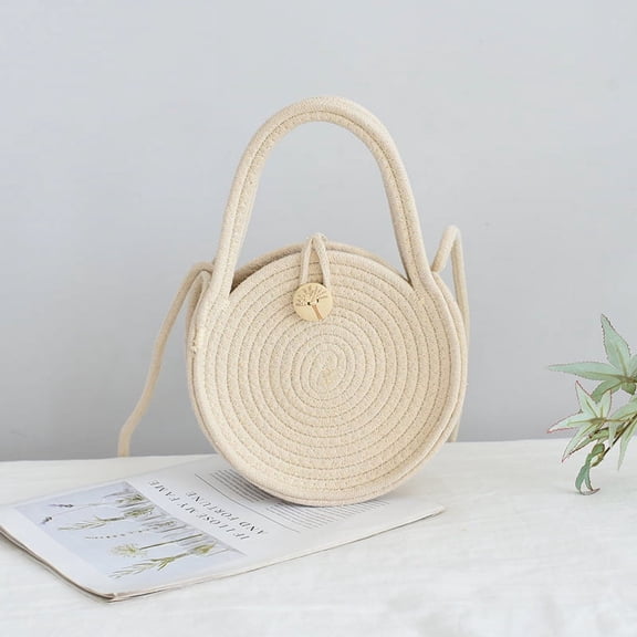 Nvzi-c Women's Woven Shoulder Bag Woven Tote Bag and Cosmetic Bag,Summer Beach Weaving Chic Woven Tote Handbags Shoulder Bags 7.87*7.87inch（Beige）