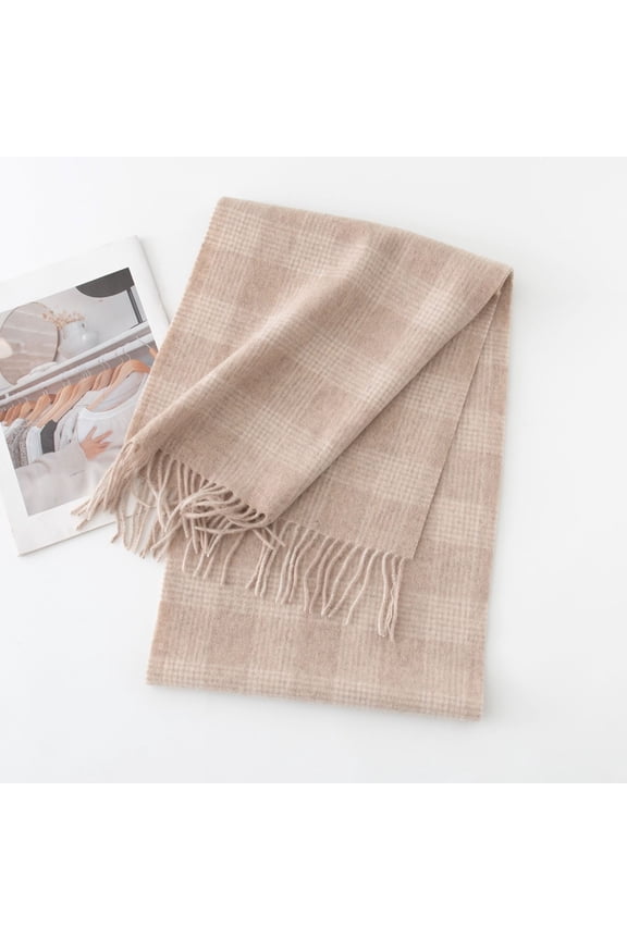 -c Womens Wool Scarf Plaid Winter Scarves Blanket for Women Tassel Warm Soft Large Long Shawl Scarves Chunky Lattice ScarfStyle J,Camel striped grid