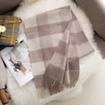 thumbnail image 1 of Nvzi-c Womens Wool Scarf Plaid Winter Scarves Blanket for Women Tassel Warm Soft Large Long Shawl Scarves Chunky Lattice Scarf，Style H,Beige Grid, 1 of 2