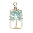 thumbnail image 1 of Nvzi-c handmade necklace pendant suitable for both men and women, natural stone wrapped wire life tree pendant, gold square necklace accessory, earring pendant (light blue), 1 of 1