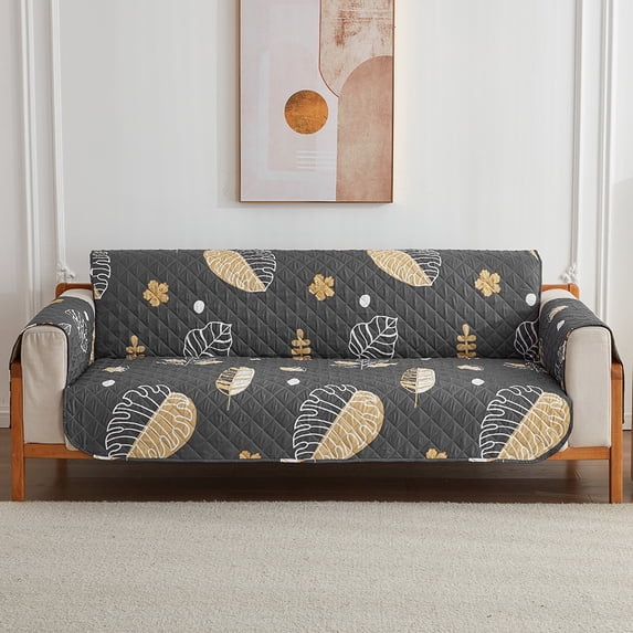 Nvzi-c sofa cover with dark gray printed sofa cushion, living room integrated anti slip sofa, 1-seat recliner cover, sofa protective cover, 20.86 * 74.8 inches