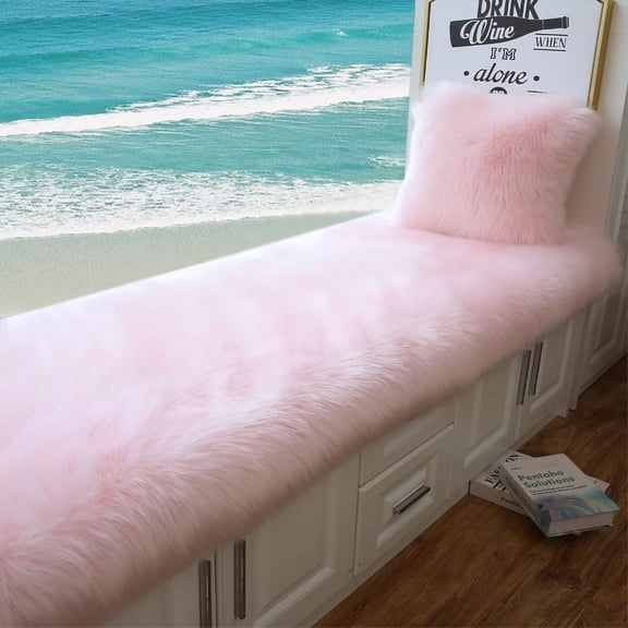 Nvzi-c solid color plush synthetic sheepskin tablecloth, Christmas wedding decoration anti slip table mat, luxurious faux fur dress tablecloth light pink 35.43x59.06 inches