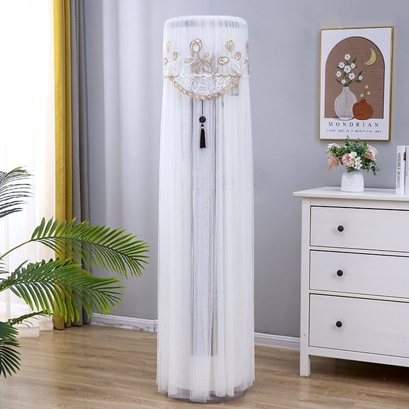 Nvzi-c universal air conditioning cover cylindrical vertical air conditioning yarn edge dust cover, height 170CM air conditioning universal (style 2-white)