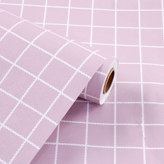 Nvzi-c wallpaper self-adhesive waterproof and moisture-proof wallpaper solid color grid pattern dormitory background wall home decoration wallpaper (pink)