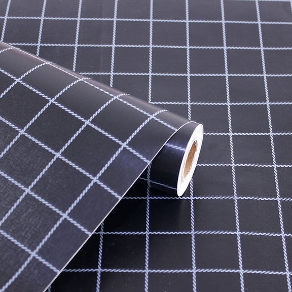 Nvzi-c wallpaper self-adhesive waterproof and moisture-proof wallpaper solid color grid pattern dormitory background wall home decoration wallpaper (black)
