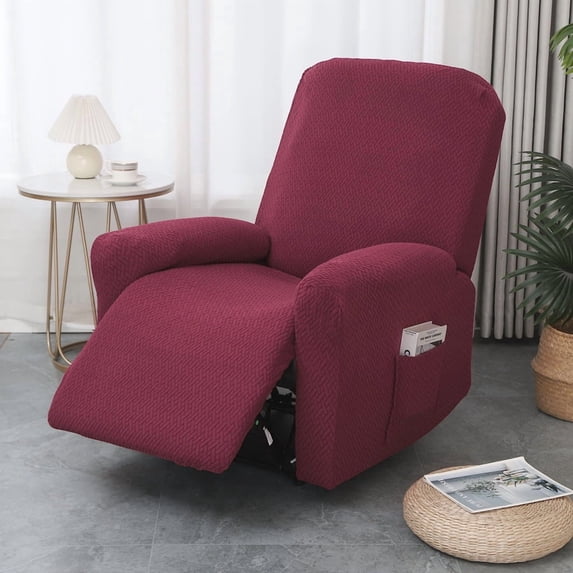 Nvzi elastic, anti slip sofa protective cover, fully covered furniture cover made of elastic material, high-end furniture protective cover suitable for single recliners, Dark Red, 1 piece