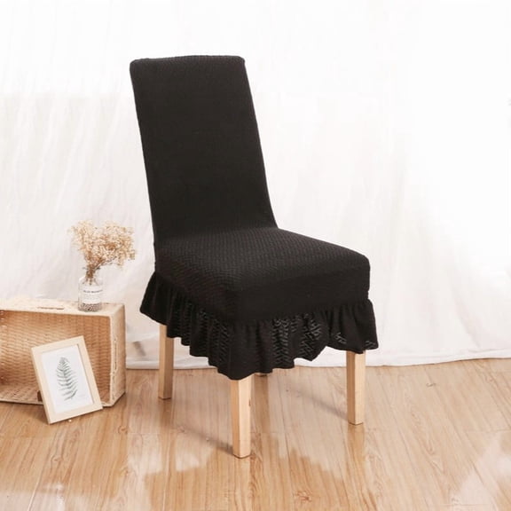 Nvzi elastic dining chair cover with skirt edge, machine washable restaurant chair cover, one size fits all elastic chair cover suitable for home party decoration, Brown, 3 pieces