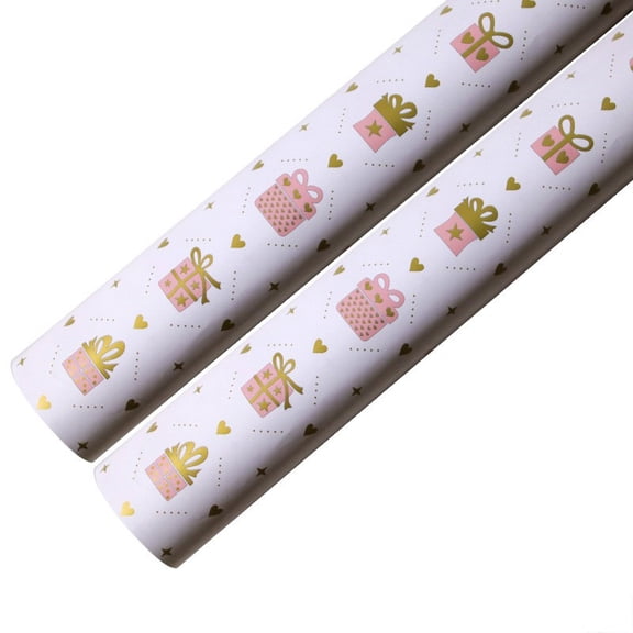 Nvzi flowers, gifts, gift box packaging paper, pink glossy gold printing packaging paper, (pink small gift)