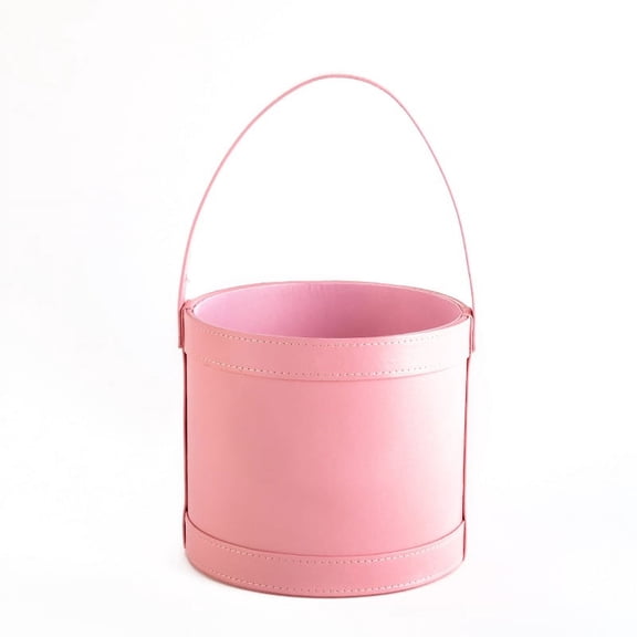 Nvzi gifts, flowers, gift box packaging bags, leather flower buckets, hand-held flower boxes, round hugging buckets with hand gift boxes (pink)