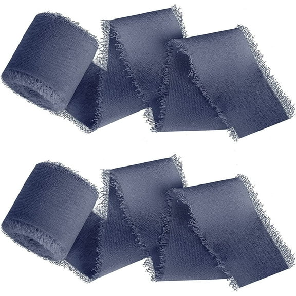 Nvzi gifts, flowers, gift box packaging ribbons, hand torn raw edge chiffon ribbons, hand held flower tassels, ribbon bow decoration silk cloth strips (dark blue)