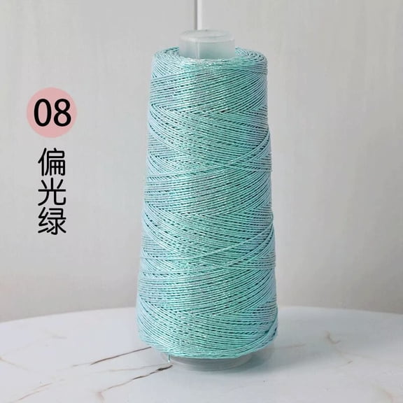 Nvzi glitter gold and silver core wire spool -1 roll, 7 ounces/200g glitter yarn, with plastic spool, sewing thread crochet embroidery wedding party decoration, Light Green
