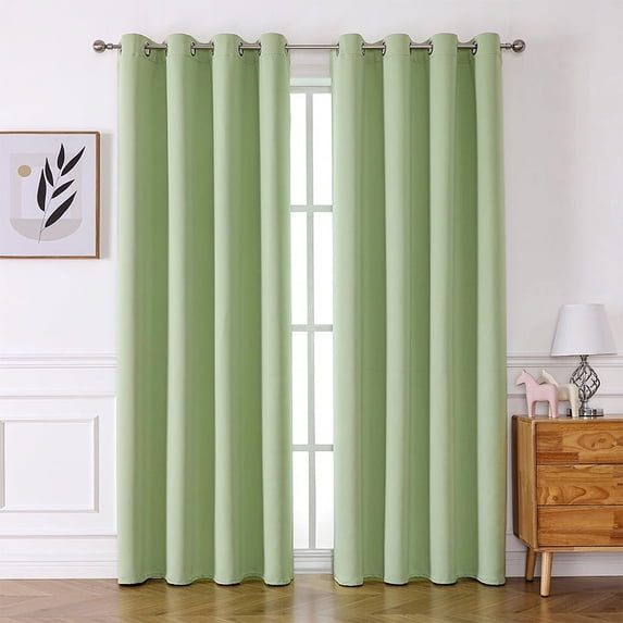 Nvzi light green Curtains for Bedroom, 100*200cm 1 slice, Window Curtains with Grommet Top, Easy to Install Drapes - Premium Polyester Window Blackout Curtains for Bedroom & Home Decor