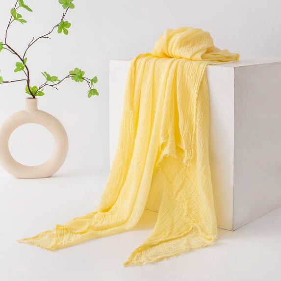 Nvzi lightweight summer chiffon shawl 2-piece set, 39 × 75 inch beach shawl, lightweight and breathable feel, suitable for outdoor weddings and daily wear, Light Yellow