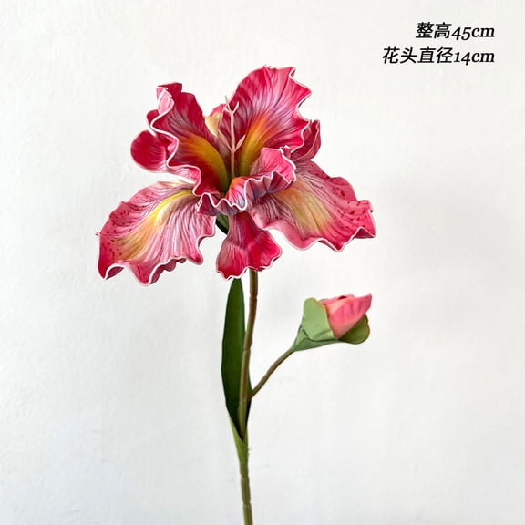 Nvzi pink iris artificial flower -5 pieces, 18 inches long, home decoration flower, fake iris flower wedding arch bride bouquet, office kitchen dining table center decoration