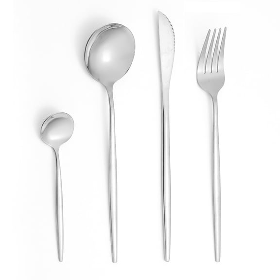 Nvzi silver stainless steel tableware -4-piece elegant tableware set, household kitchen silverware, dishwasher safety, perfect holiday dinner silverware and wedding banquet tableware