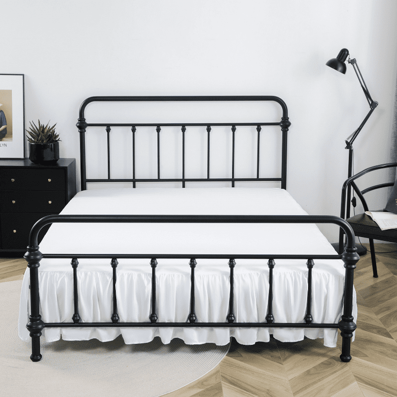 Nvzi split bed skirt white Full Size 54x75+drop 14 inches, pleated edge bed skirt, bedding dust cover, pet hair barrier, suitable for modern bedrooms in farmhouses, 1 piece