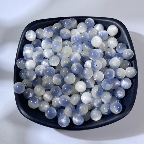 Nvzi straight hole shiny round beads 150Pcs Gray Blue 0.39 inch, straight hole beads, modern Bohemian chic beads DIY accessories home decoration beads, DIY jewelry accessories