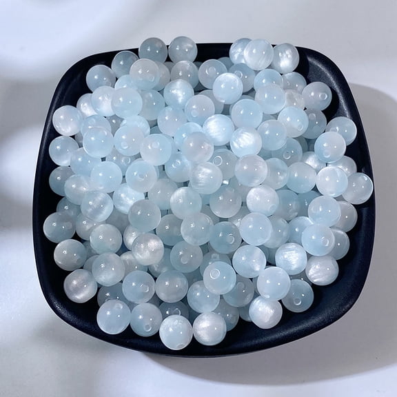 Nvzi straight hole shiny round beads 150Pcs Light Blue + White 0.39 inch, straight hole beads, modern Bohemian chic beads DIY accessories home decoration beads, DIY jewelry accessories