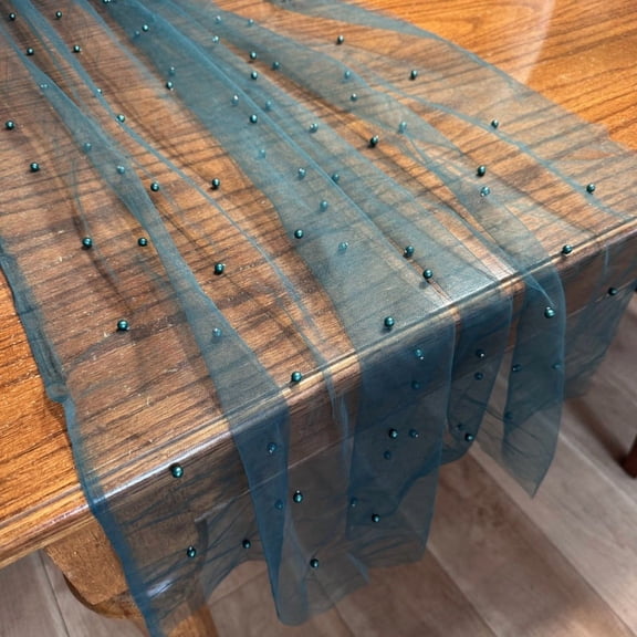 Nvzi thin gauze tablecloth Dark Blue 1 piece, 63x157 inches - elegant wedding decoration, wedding table decoration table flag for birthday parties and formal dinners