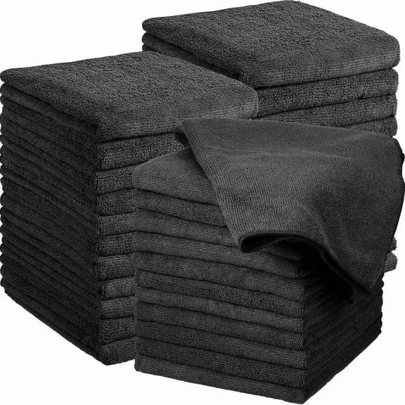 Nvzi ultra-fine fiber cloth -12 pieces of black kitchen and car reusable 10 * 10 inches, perfect for car details, kitchen cleaning, and home surface care