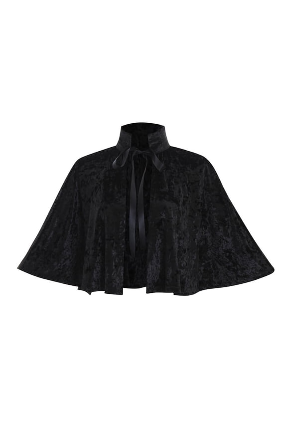 velvet collar shawl short cape women's accessories, one size fits all (black)