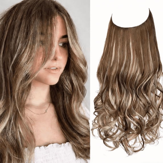 Nvzi wavy curly wig, 18 inch heat-resistant synthetic headband wig, adjustable wig, no clip headband, invisible metal wire adjustable wig, style 19, 1 piece