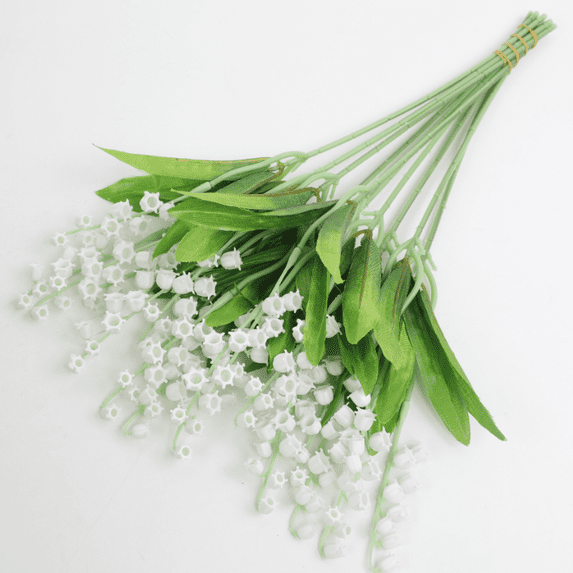 Nvzi white artificial wind chime flower -10 pieces, 13.78-inch artificial plastic flower, exquisite leaf stem, blooming flower is a wedding arch, vase arrangement and office decoration