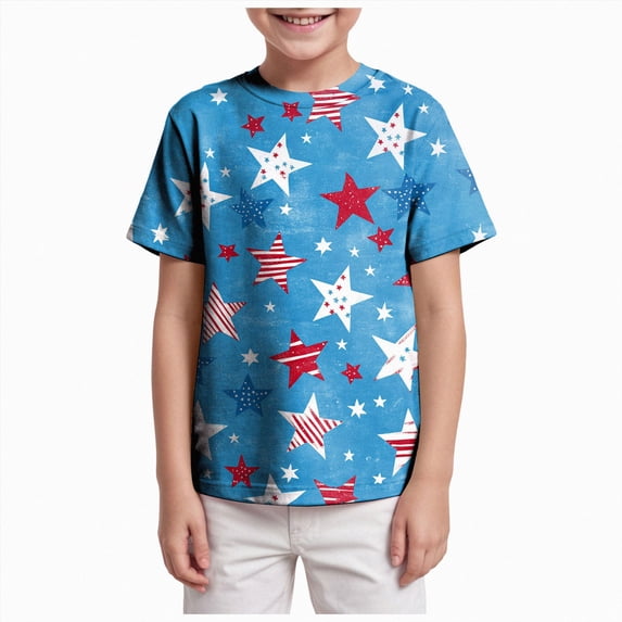 Nwiuh 2-7T Toddler Little Boys T-Shirts Short Sleeve Summer Tees (Sky Blue, 3-4 Years)