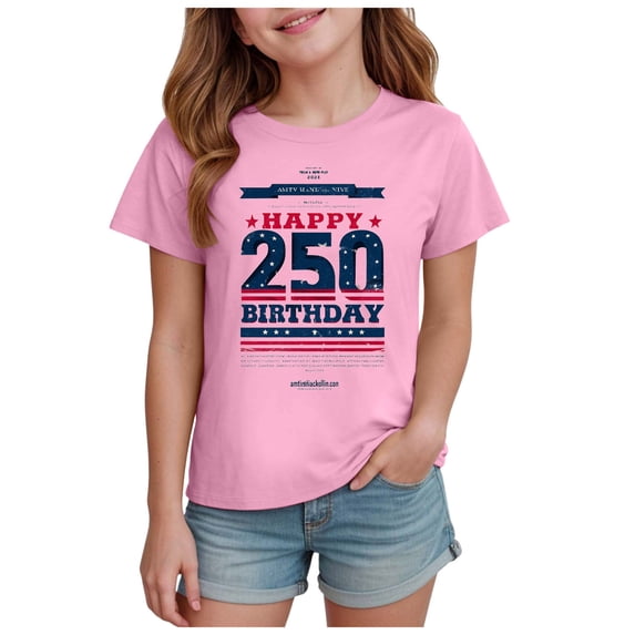 Nwiuh 250th Anniversary American Flag Shirt 250 Years America Shirts for Girls (Pink, 11-12 Years)
