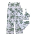 thumbnail image 1 of Nwiuh 3 Piece Girls Swimsuit Bikini Bathing Suit Tropical Floral Swimwear with Cover Up Pants (Light Green, 8-9 Years), 1 of 6