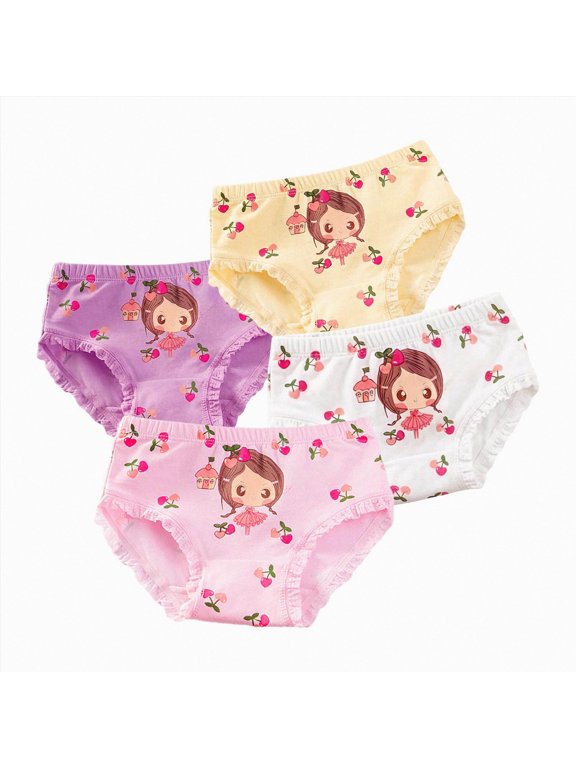 4 Pcs Little Girls Toddler Kids Ballet Princess Underwear Boxers Briefs Panties (Hot Pink, 5-6 Years)