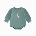 thumbnail image 1 of Nwiuh Baby Boy Fall Clothes Duck Embroidery Bubble Romper Round Neck Long Sleeve Jumpsuit Newborn Winter Outfits (Green, 6-12 Months), 1 of 6