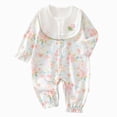 thumbnail image 1 of Nwiuh Baby Clothes Cute Cotton Long Sleeve Onesie for Infant Girls Fall Spring Flower Romper Jumpsuit for Newborns (Blue, 0-3 Months), 1 of 7