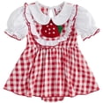 thumbnail image 1 of Nwiuh Baby Girl Strawberry Outfit Flutter Sleeve Strawberry Bow Smocked Romper Infant Baby Gingham Summer Clothes (Red, 0-3 Months), 1 of 7
